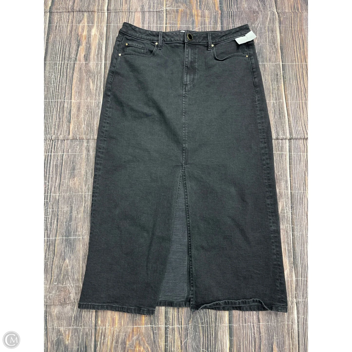 Skirt Maxi By Ann Taylor In Black Denim, Size: 12
