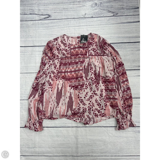 Top Long Sleeve By Fate In Red, Size: L