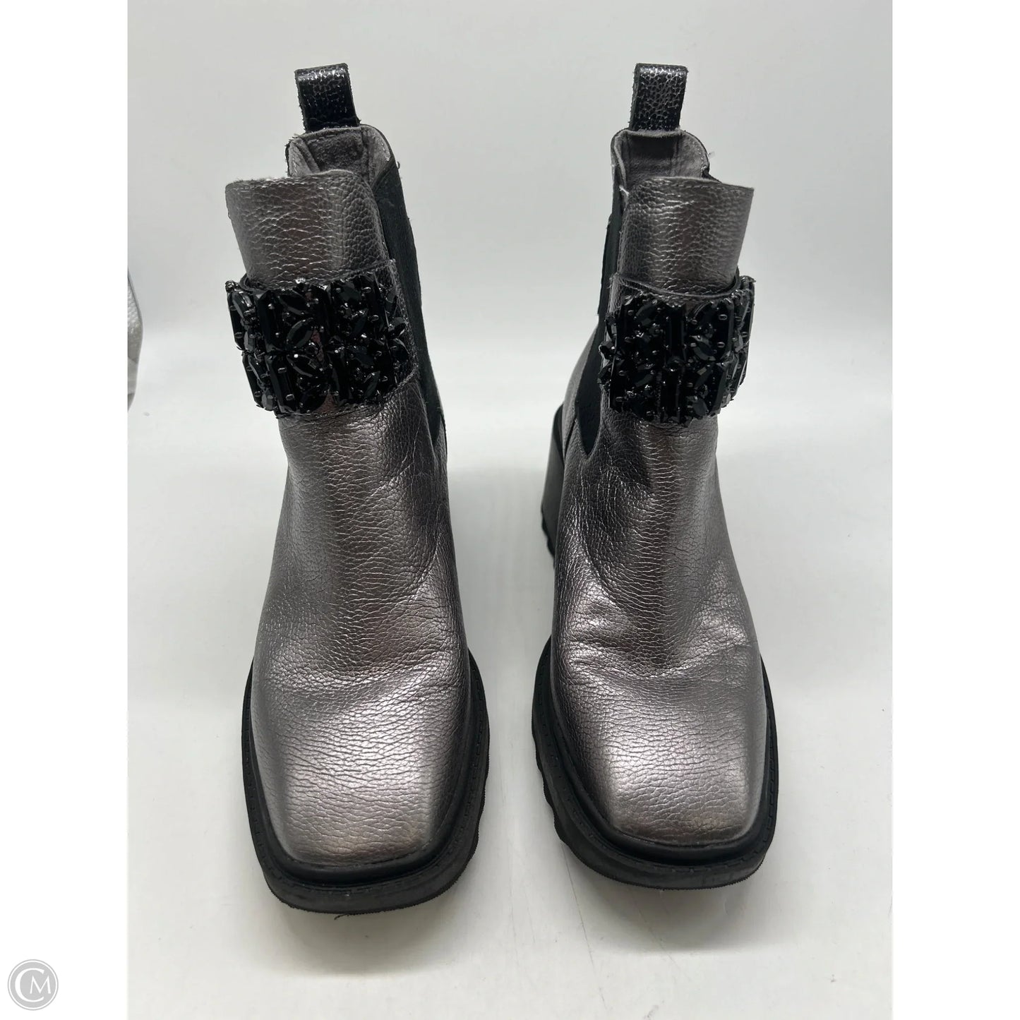 Boots Designer By Karl Lagerfeld In Silver, Size: 9