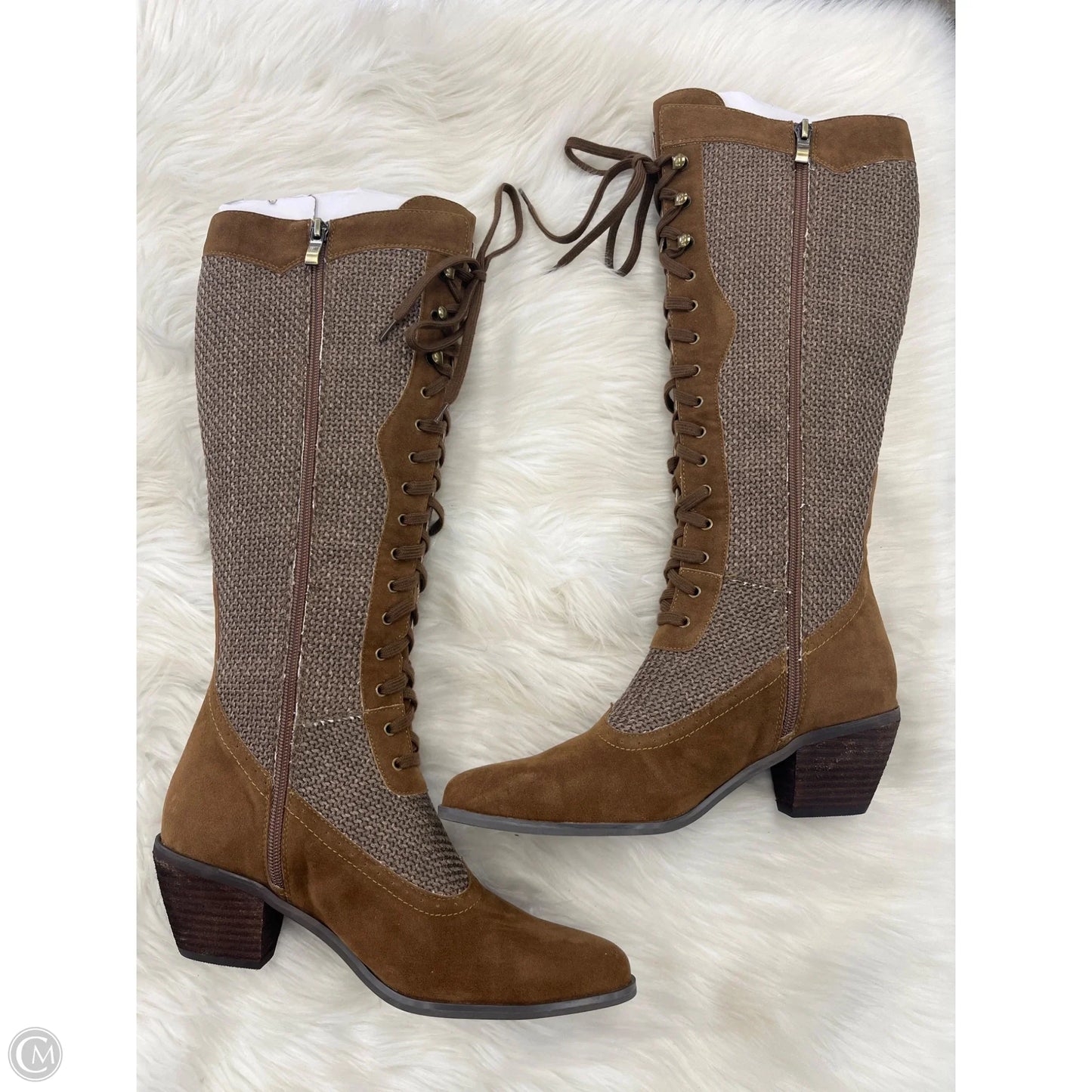 Boots Knee Flats By Clothes Mentor In Brown, Size: 8.5