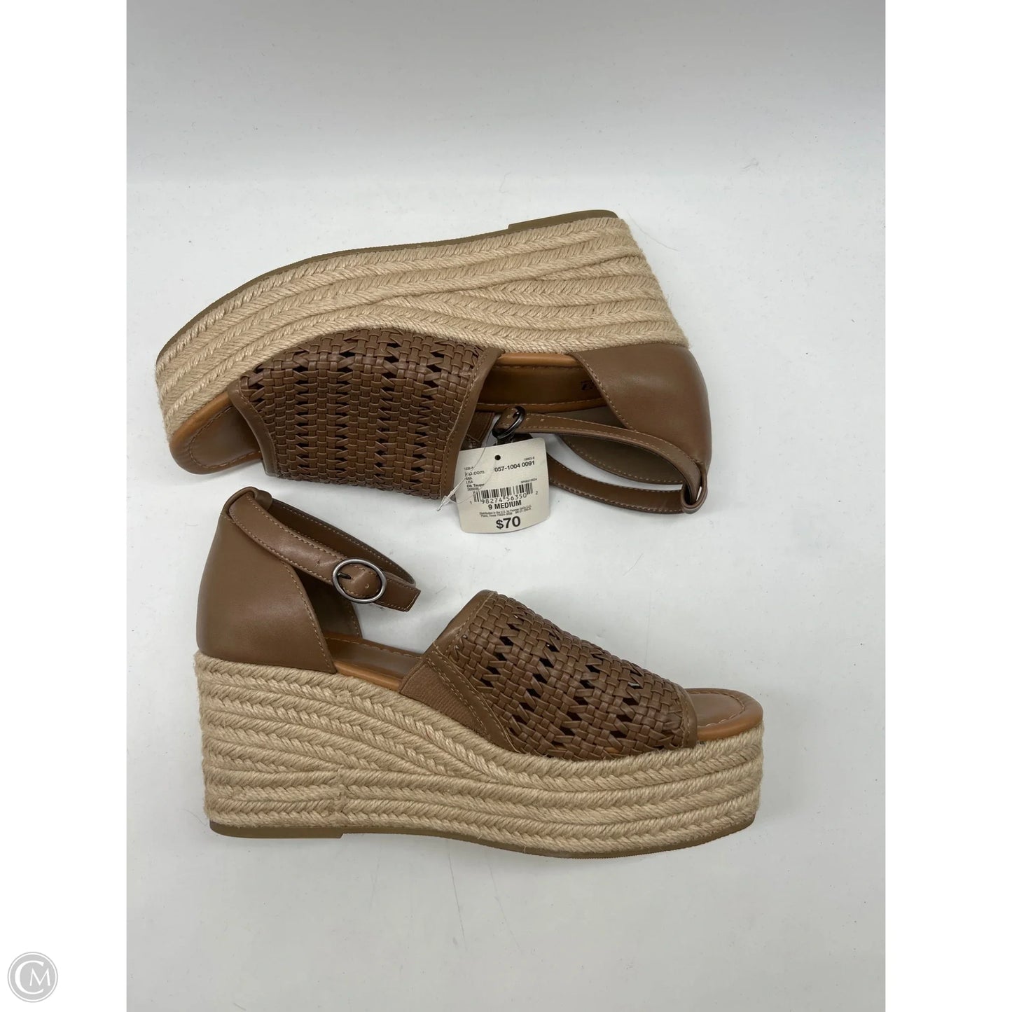 Shoes Heels Wedge By Ana In Brown, Size: 9