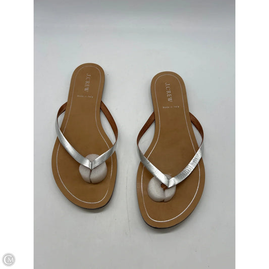Sandals Flip Flops By J. Crew In Silver, Size: 9
