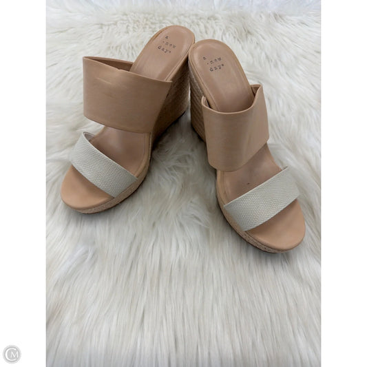 Sandals Heels Wedge By A New Day In Tan, Size: 9.5