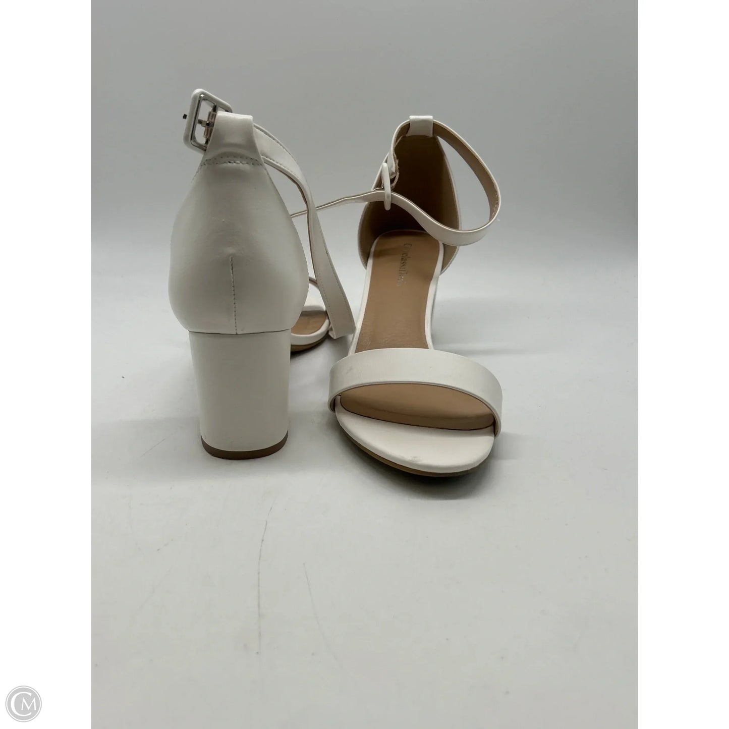Sandals Heels Block By City Classified In White, Size: 11