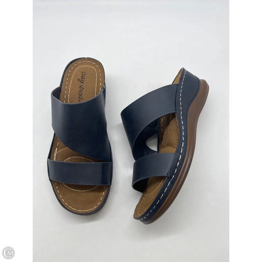 Sandals Heels Wedge By Easy Street In Blue, Size: 7