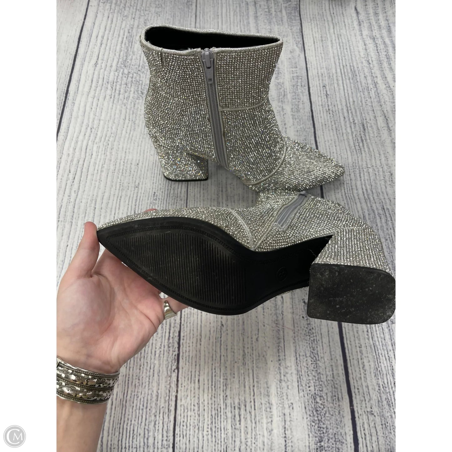 Boots Ankle Heels By A New Day In Silver, Size: 8