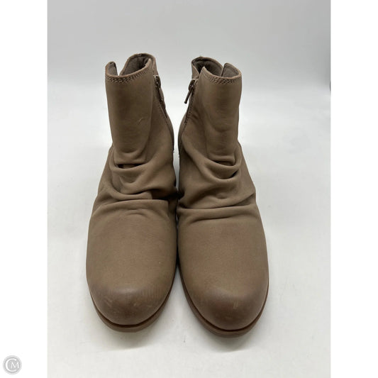 Boots Ankle Heels By Clarks In Tan, Size: 9.5