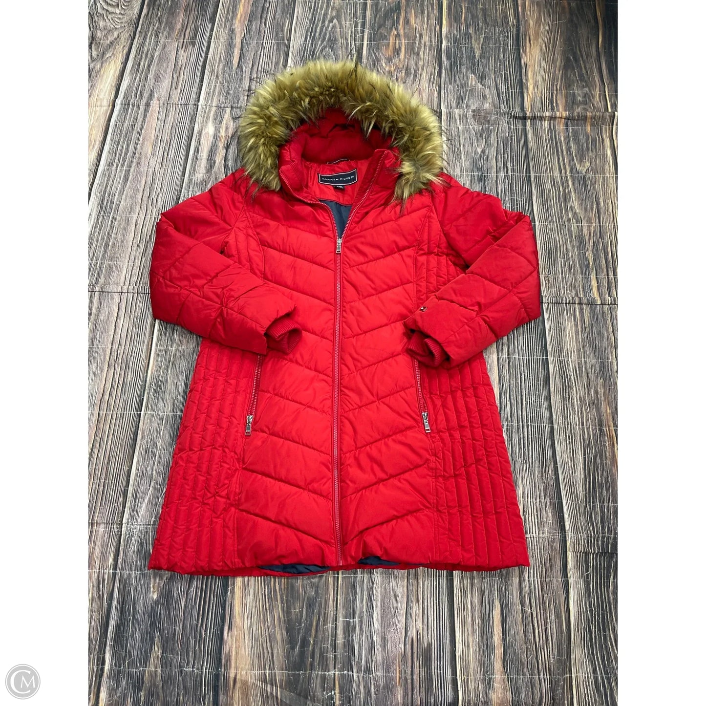 Coat Puffer & Quilted By Tommy Hilfiger In Red, Size: Xl