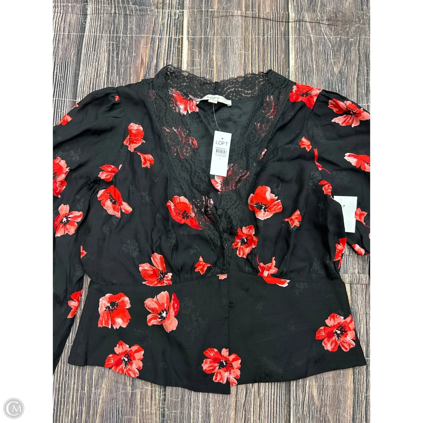 Top Long Sleeve By Loft In Black, Size: L