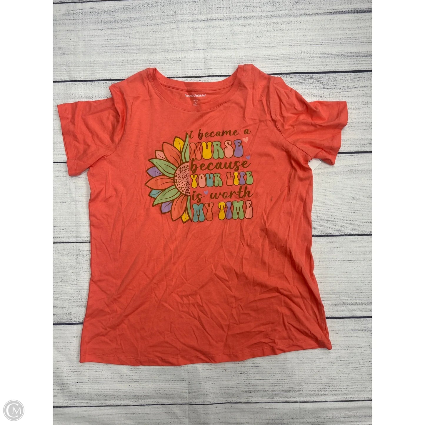 Top Short Sleeve By Clothes Mentor In Peach, Size: M