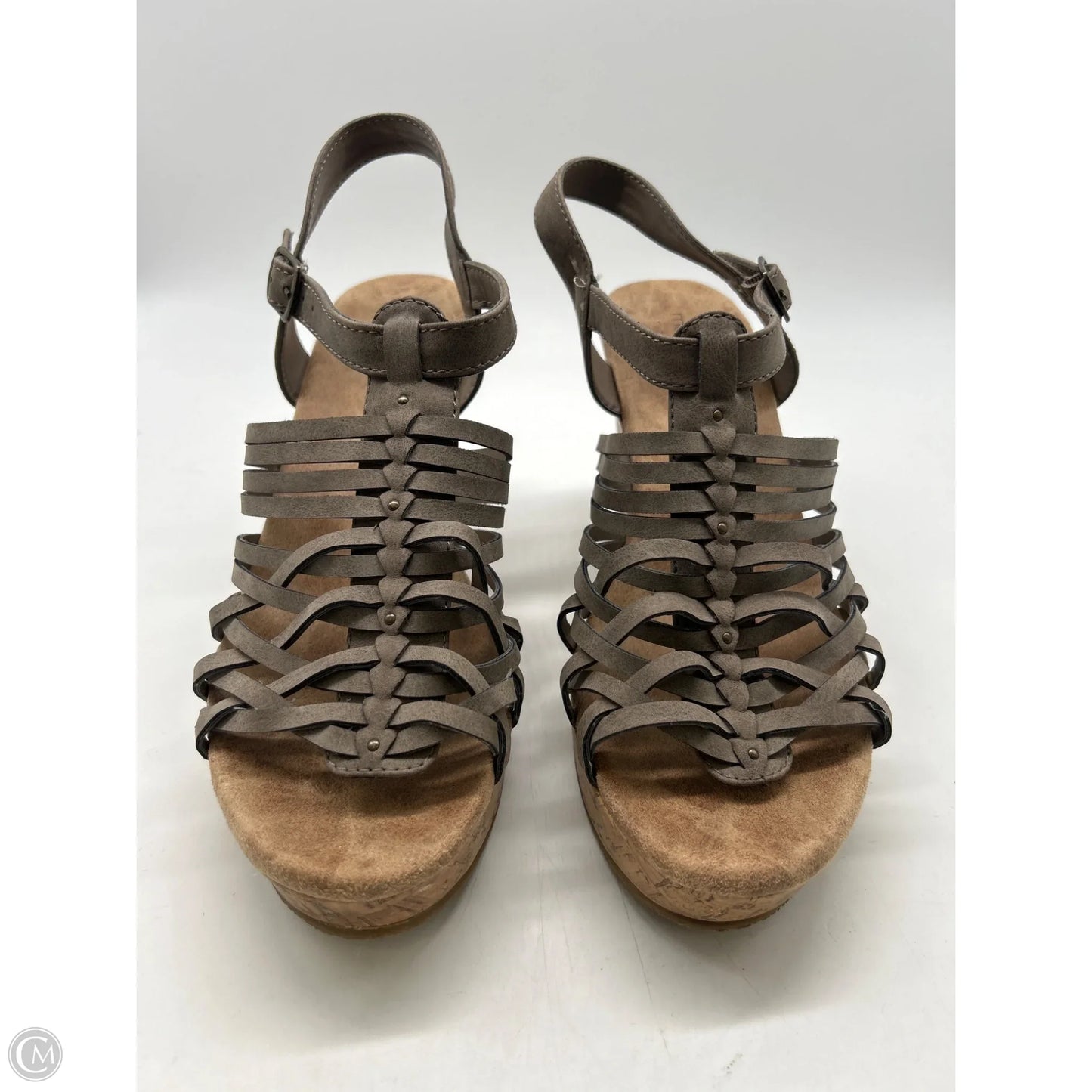 Sandals Heels Wedge By Maurices In Taupe, Size: 10