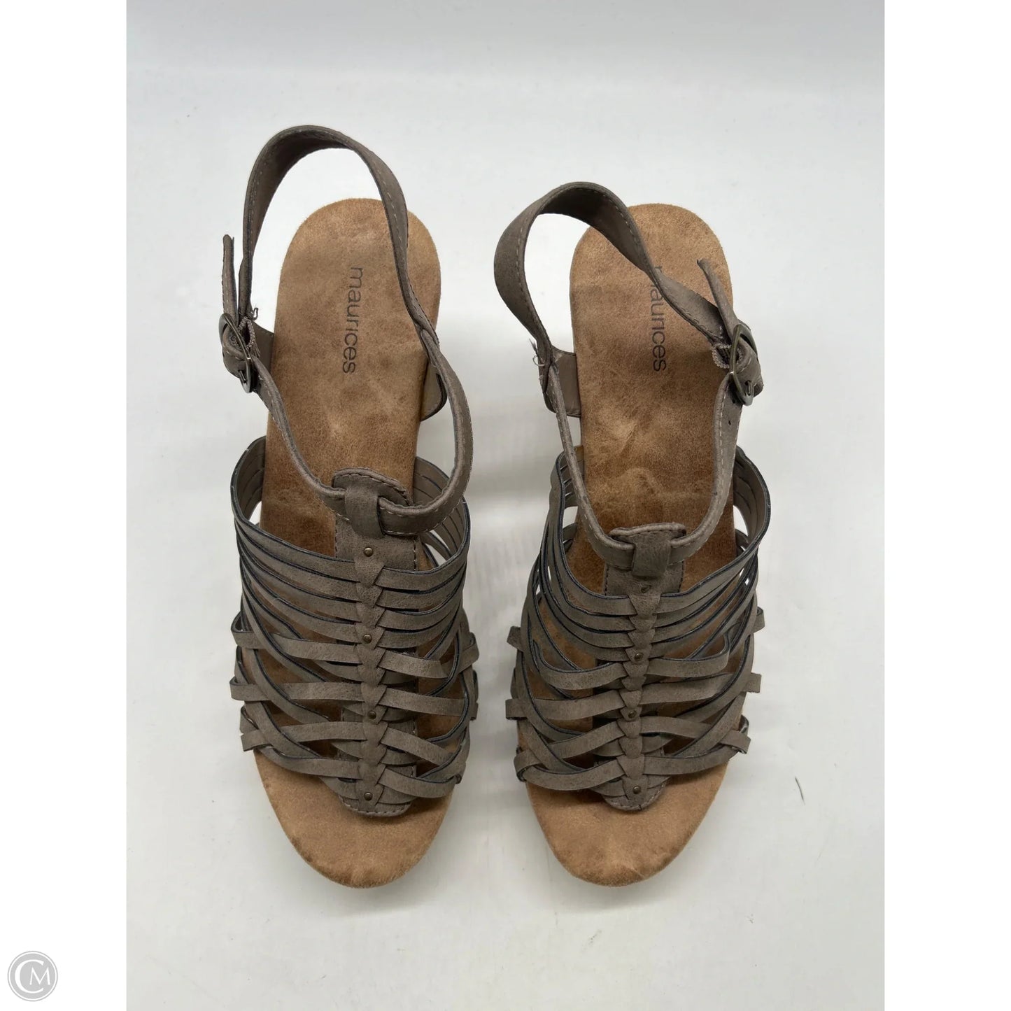 Sandals Heels Wedge By Maurices In Taupe, Size: 10
