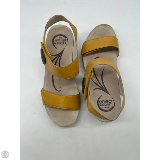 Sandals Heels Wedge By Abeo In Yellow, Size: 8
