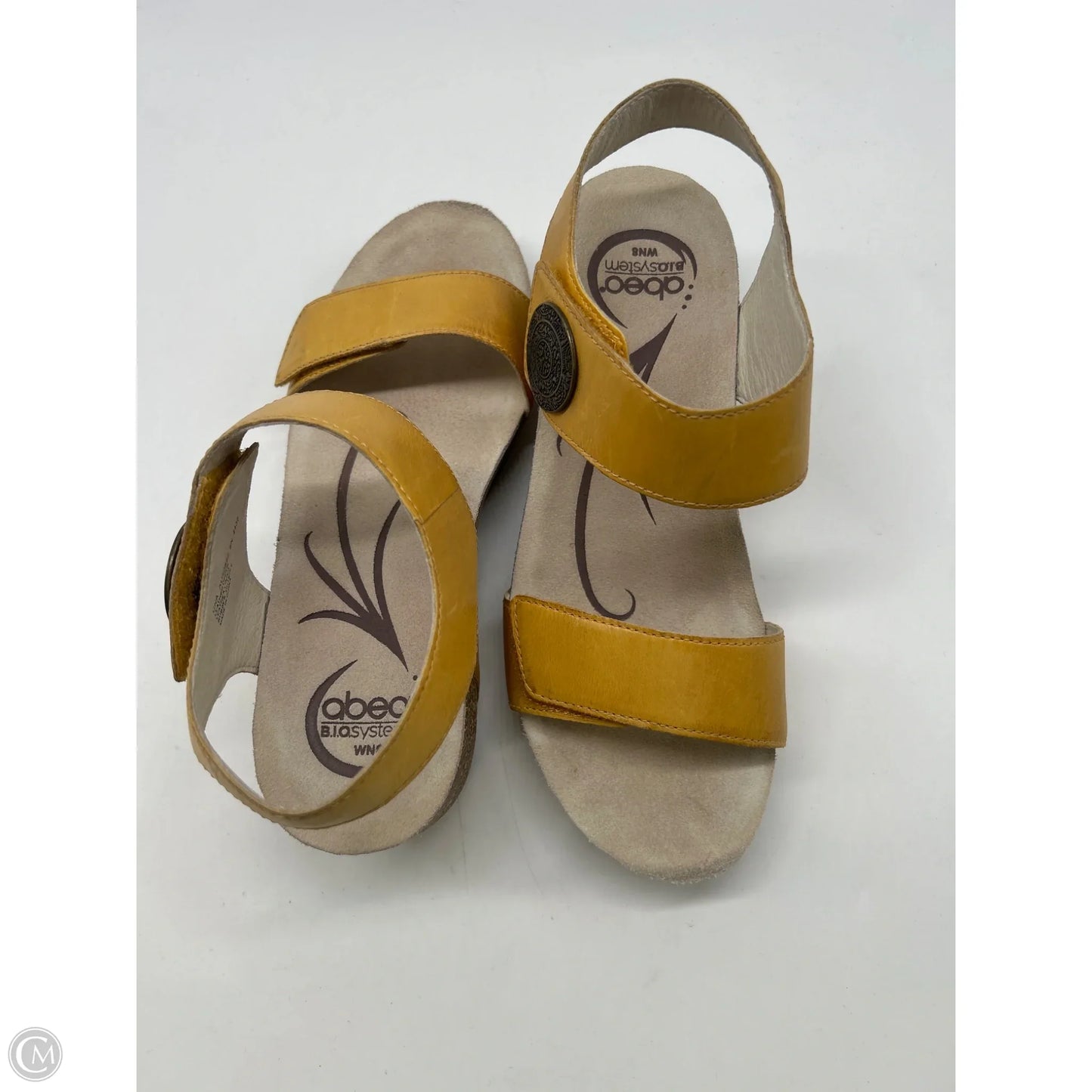 Sandals Heels Wedge By Abeo In Yellow, Size: 8