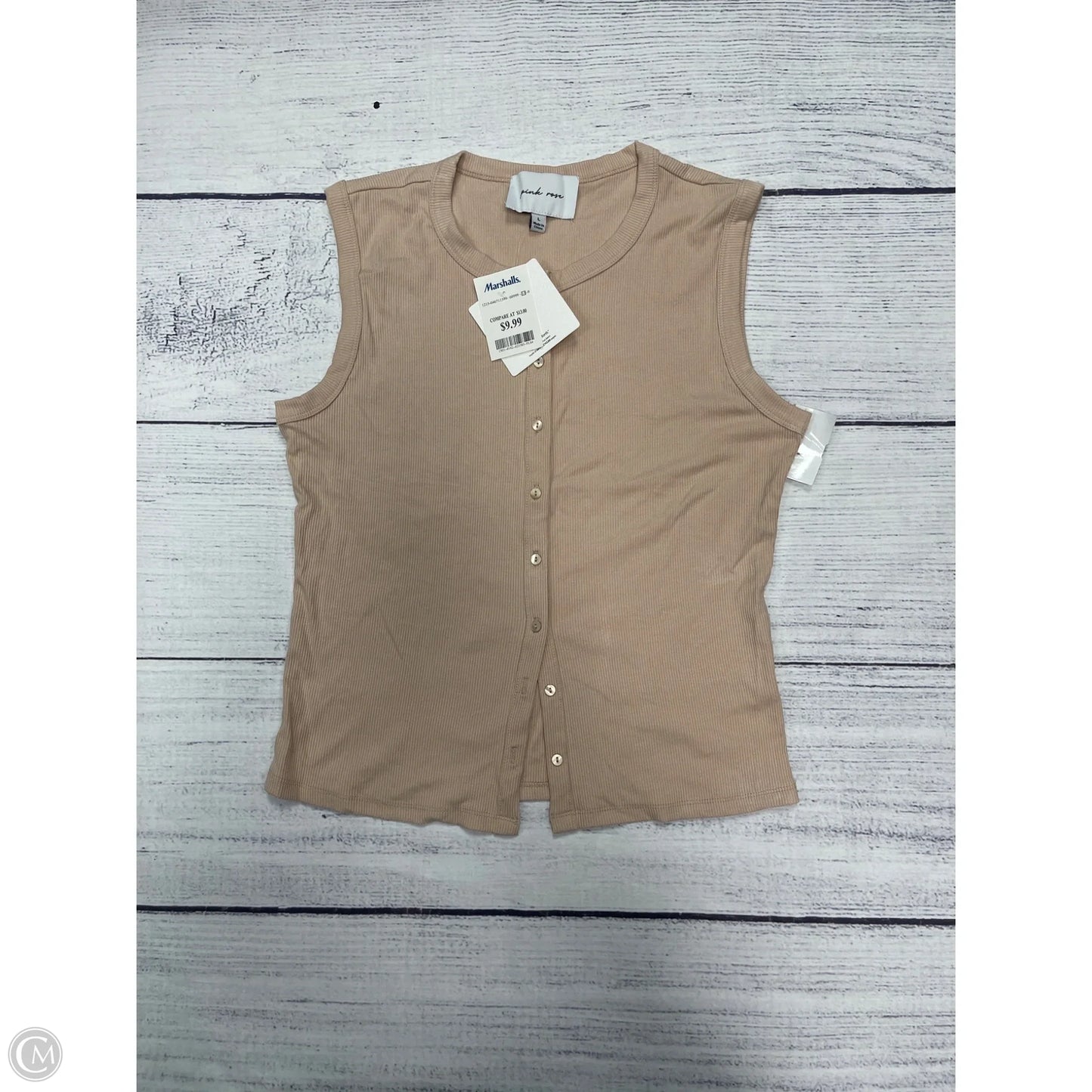 Top Sleeveless By Pink Rose In Tan, Size: L