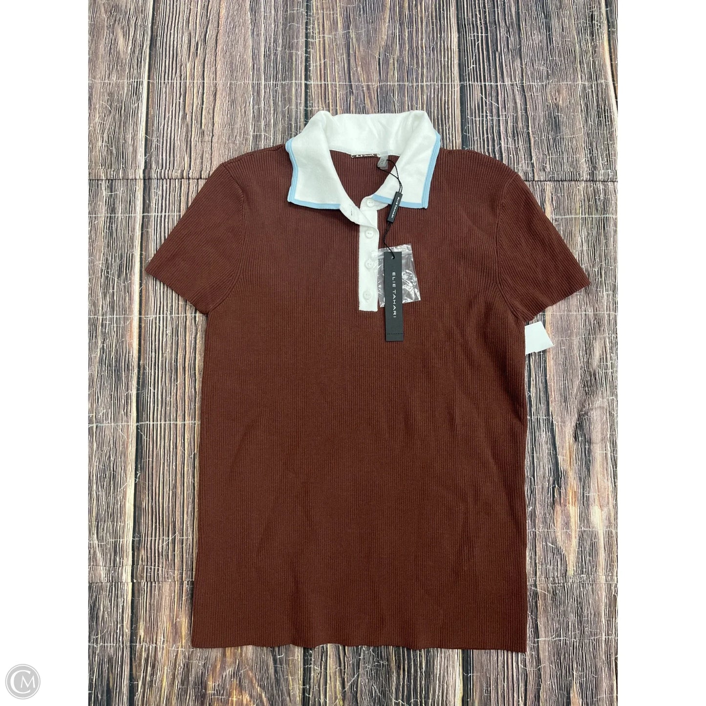 Top Short Sleeve By Elie Tahari In Brown, Size: L