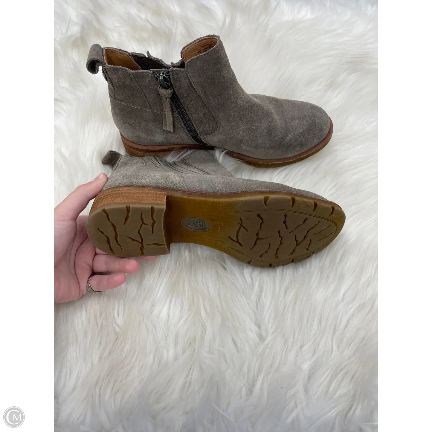 Boots Ankle Heels By Sofft In Tan, Size: 7