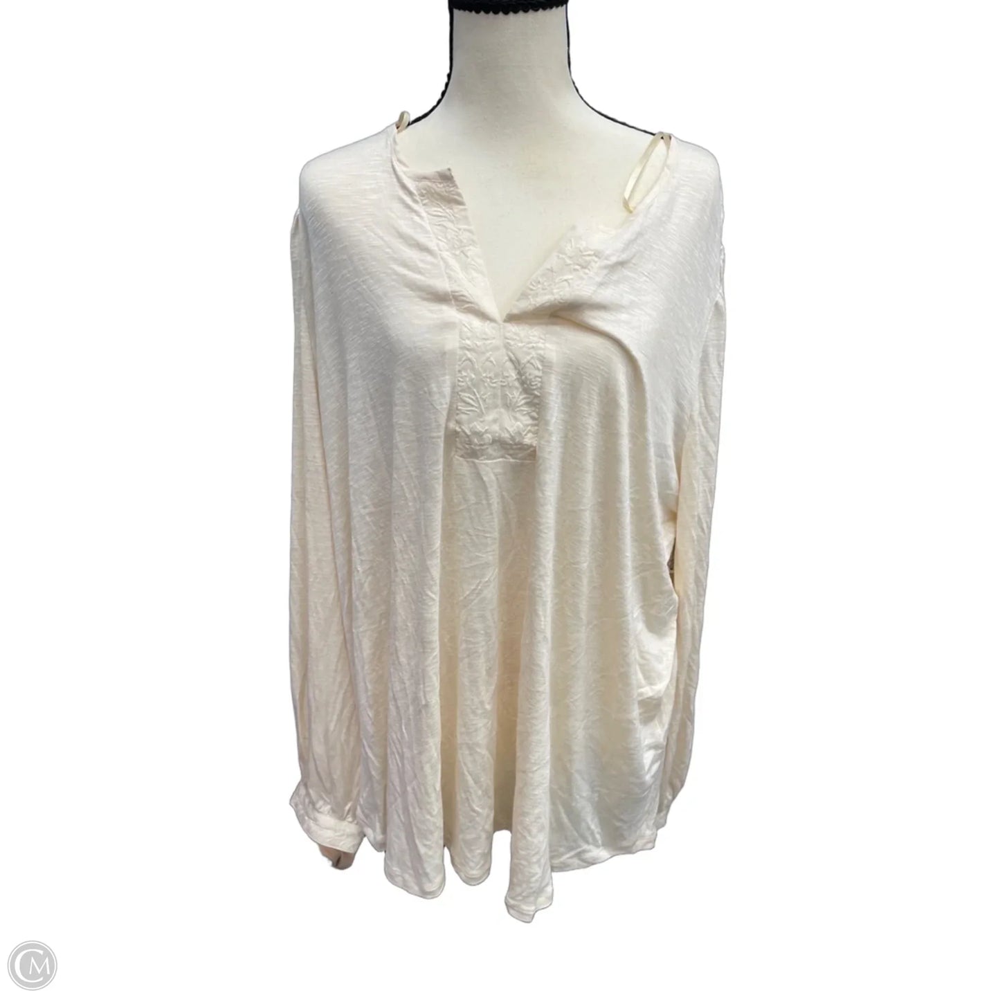 Top Long Sleeve By Democracy In Cream, Size: 2x