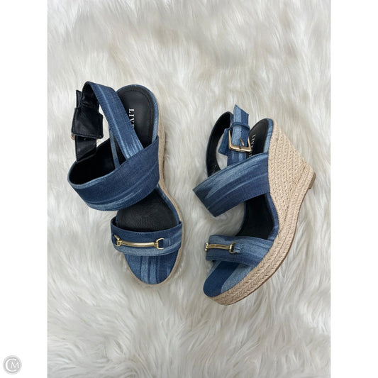 Sandals Heels Wedge By Liverpool In Blue, Size: 7.5