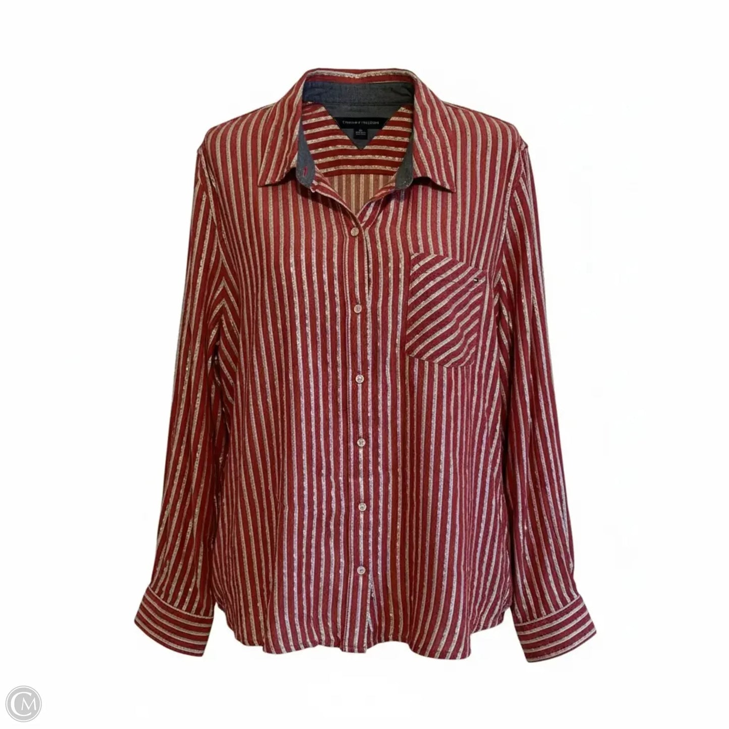 Top Long Sleeve By Tommy Hilfiger In Red, Size: 1x