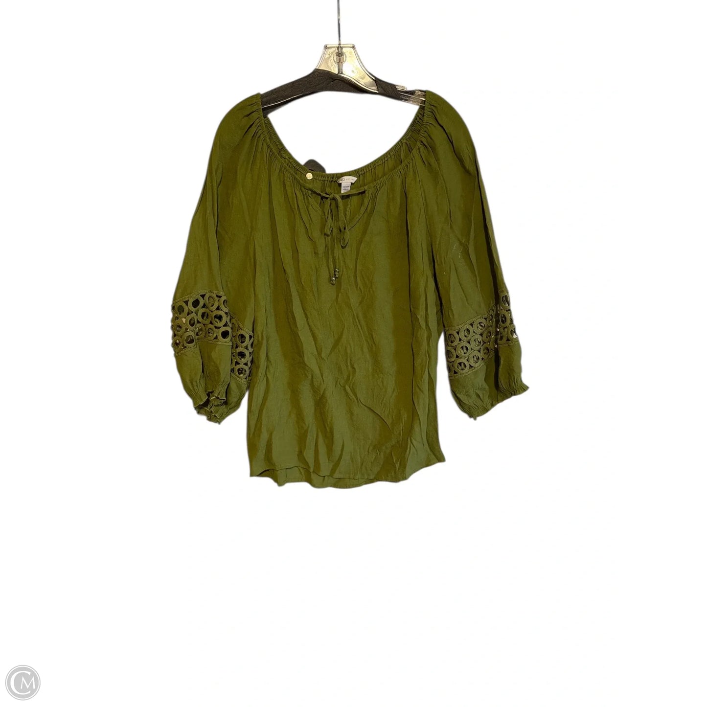 Top Long Sleeve By Cato In Green, Size: 1x