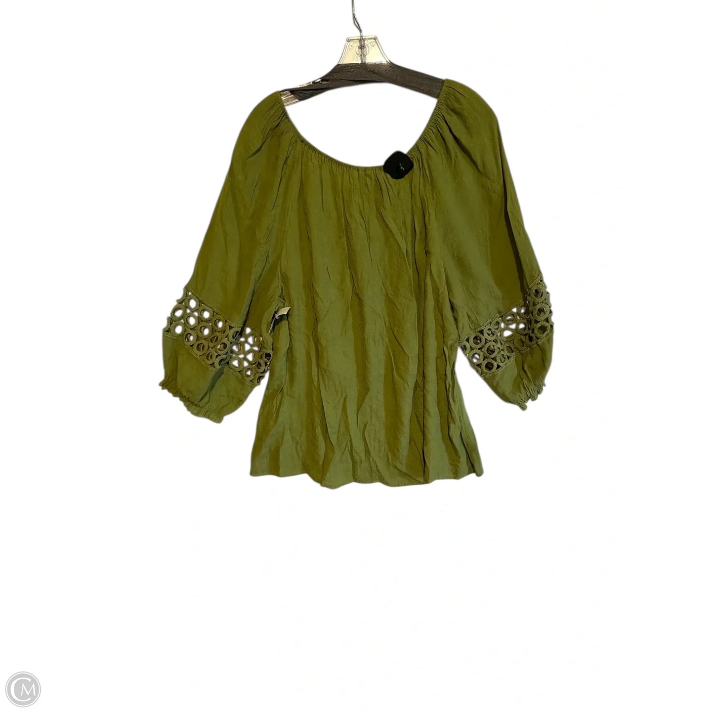 Top Long Sleeve By Cato In Green, Size: 1x