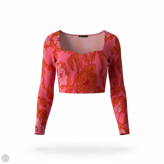 Top Long Sleeve By Zara In Pink, Size: L
