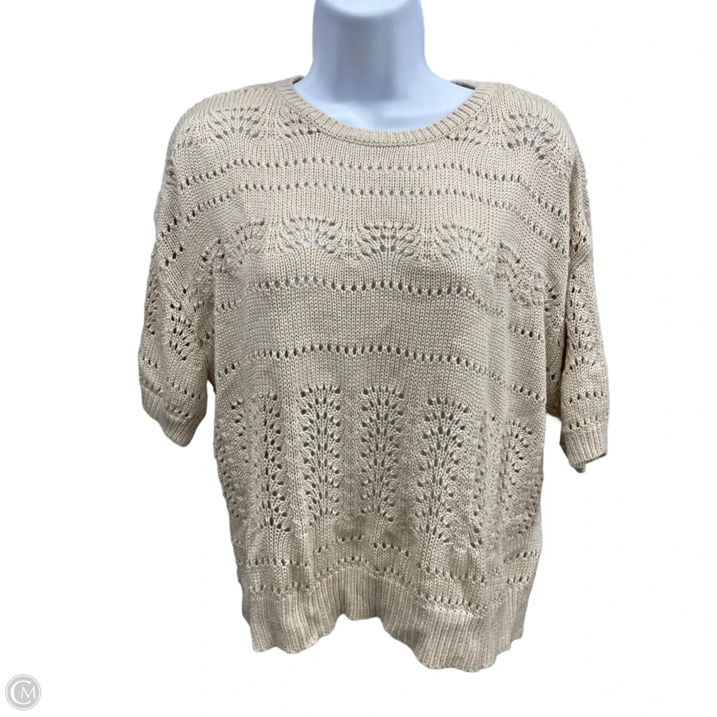Sweater Short Sleeve By Wishlist In Cream, Size: L