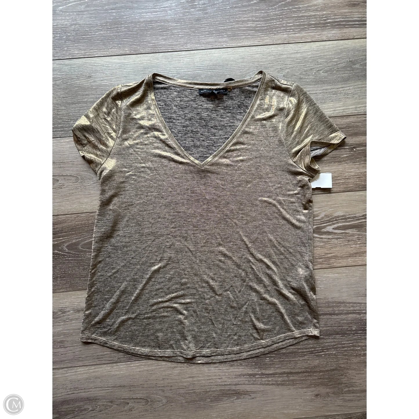 Top Short Sleeve By White House Black Market In Gold, Size: Xl