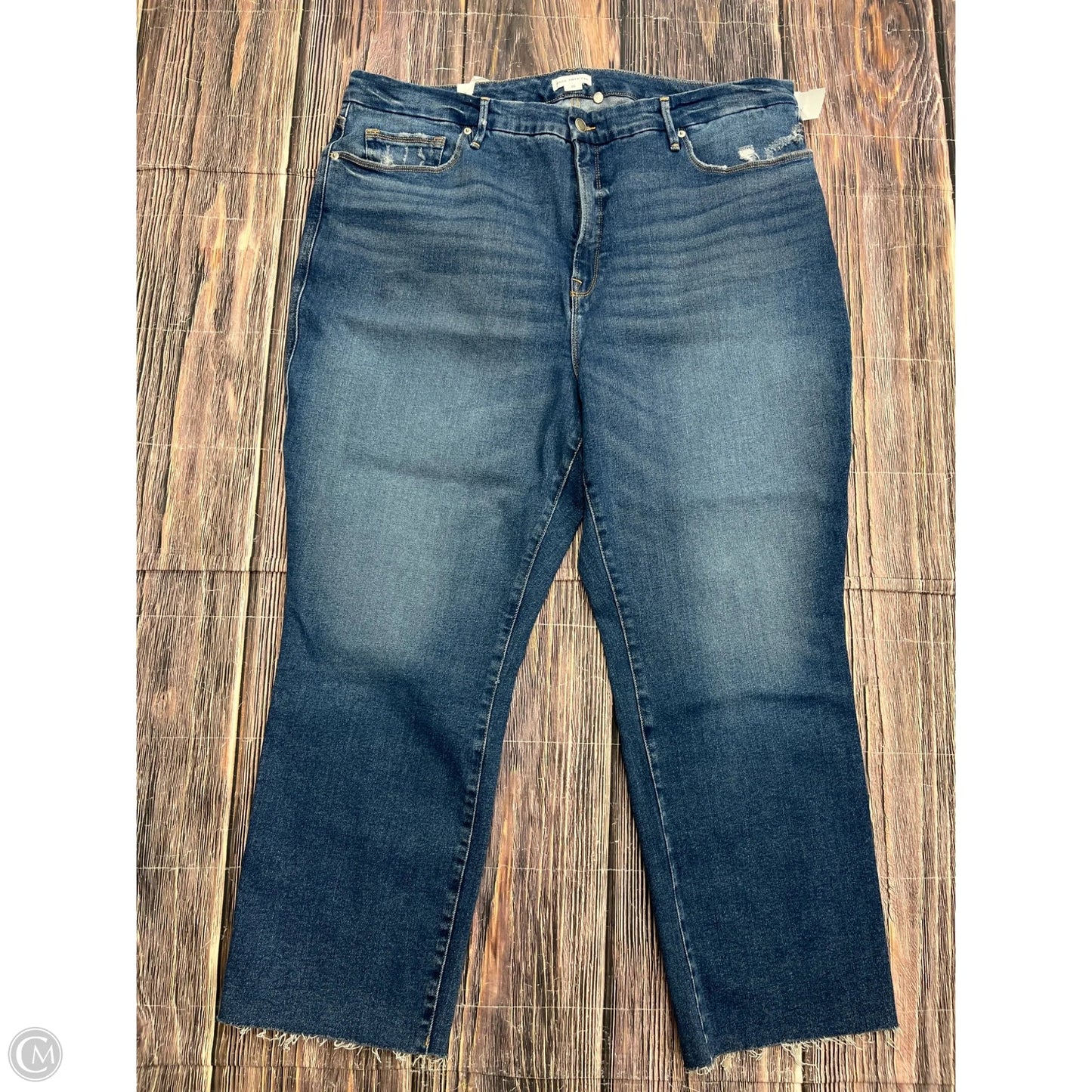Jeans Straight By Good American In Blue Denim, Size: 22