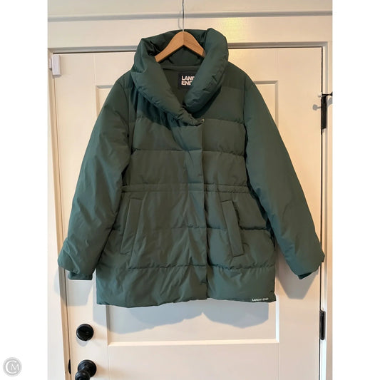 Coat Puffer & Quilted By Lands End In Green, Size: L