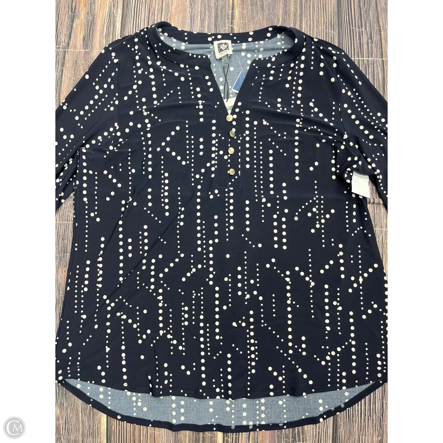 Top Long Sleeve By Anne Klein In Navy, Size: 1x