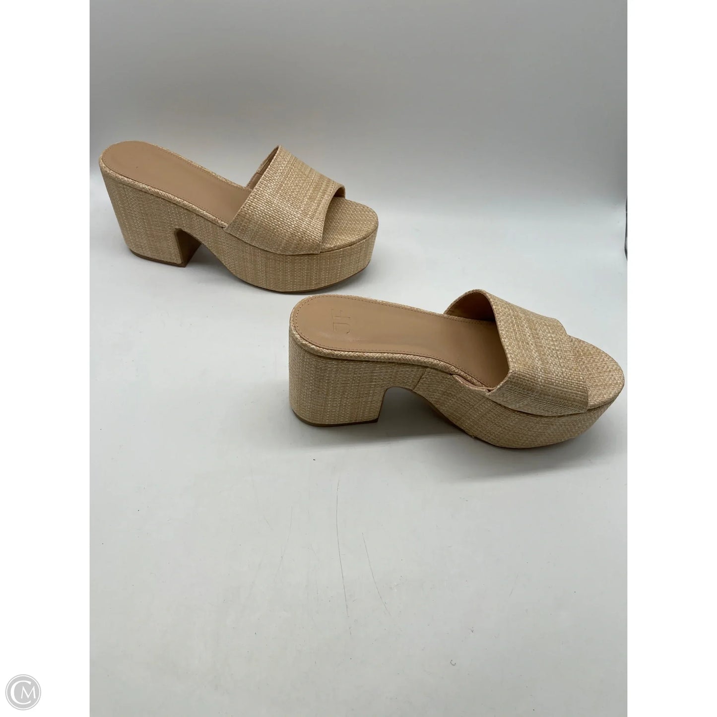 Sandals Heels Platform By Jf In Tan, Size: 7.5