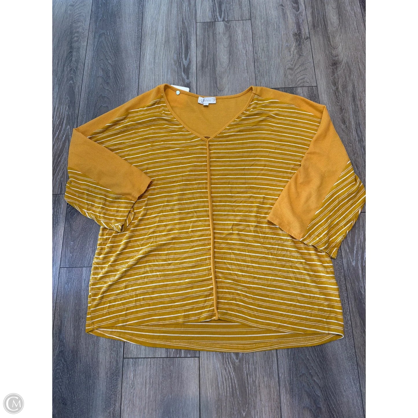 Top 3/4 Sleeve By Suzanne Betro In Yellow, Size: 2x