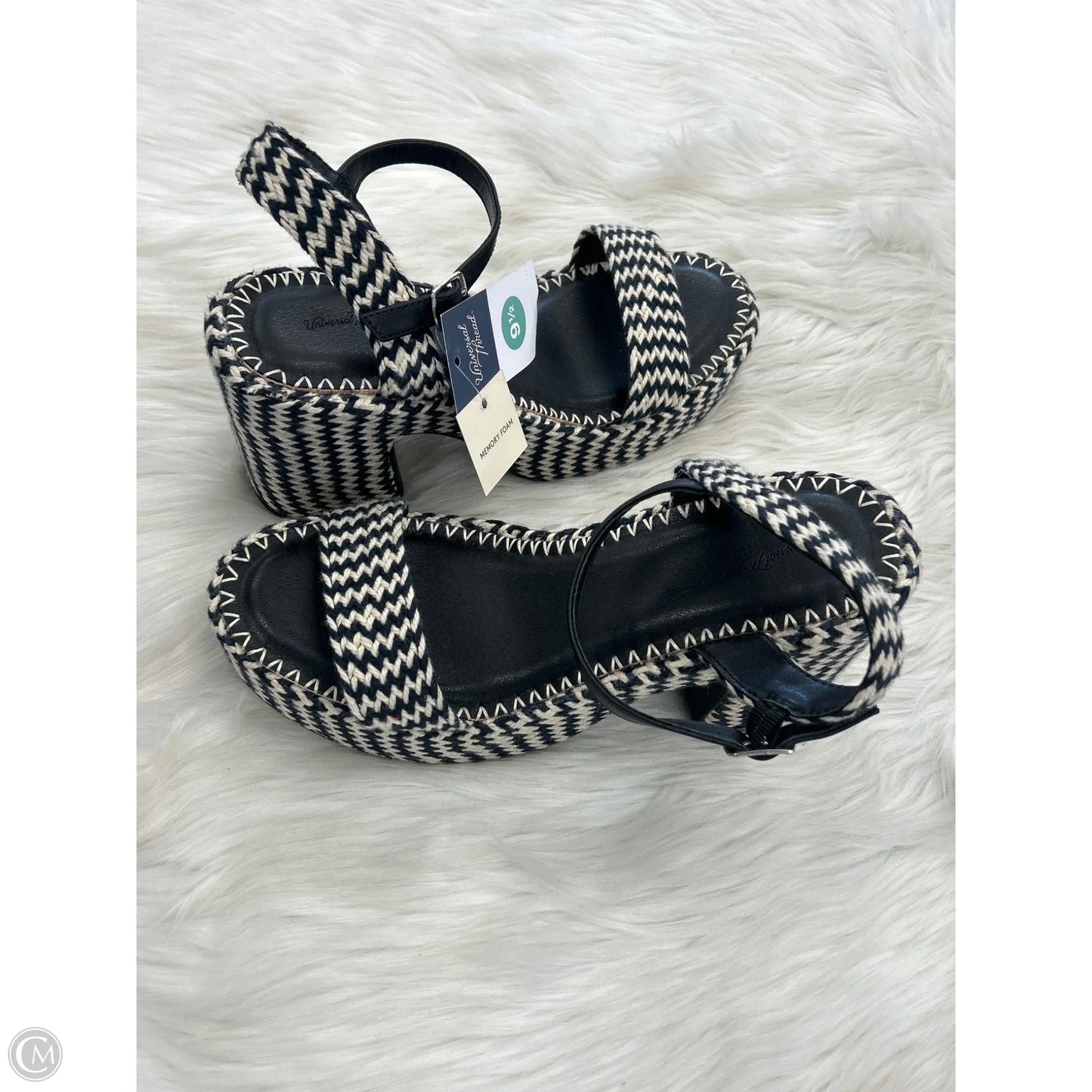 Sandals Heels Block By Universal Thread In Black, Size: 9.5