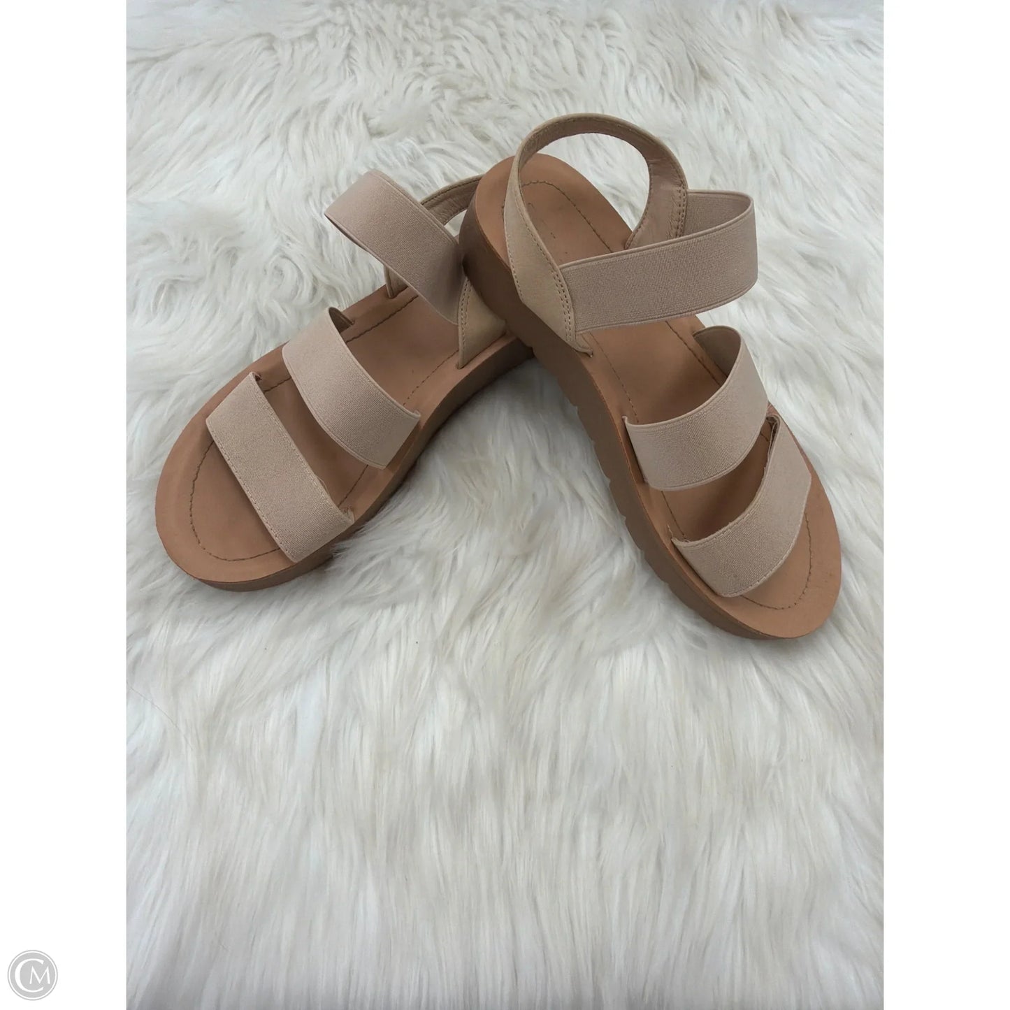 Sandals Heels Platform By Solanz In Tan, Size: 8