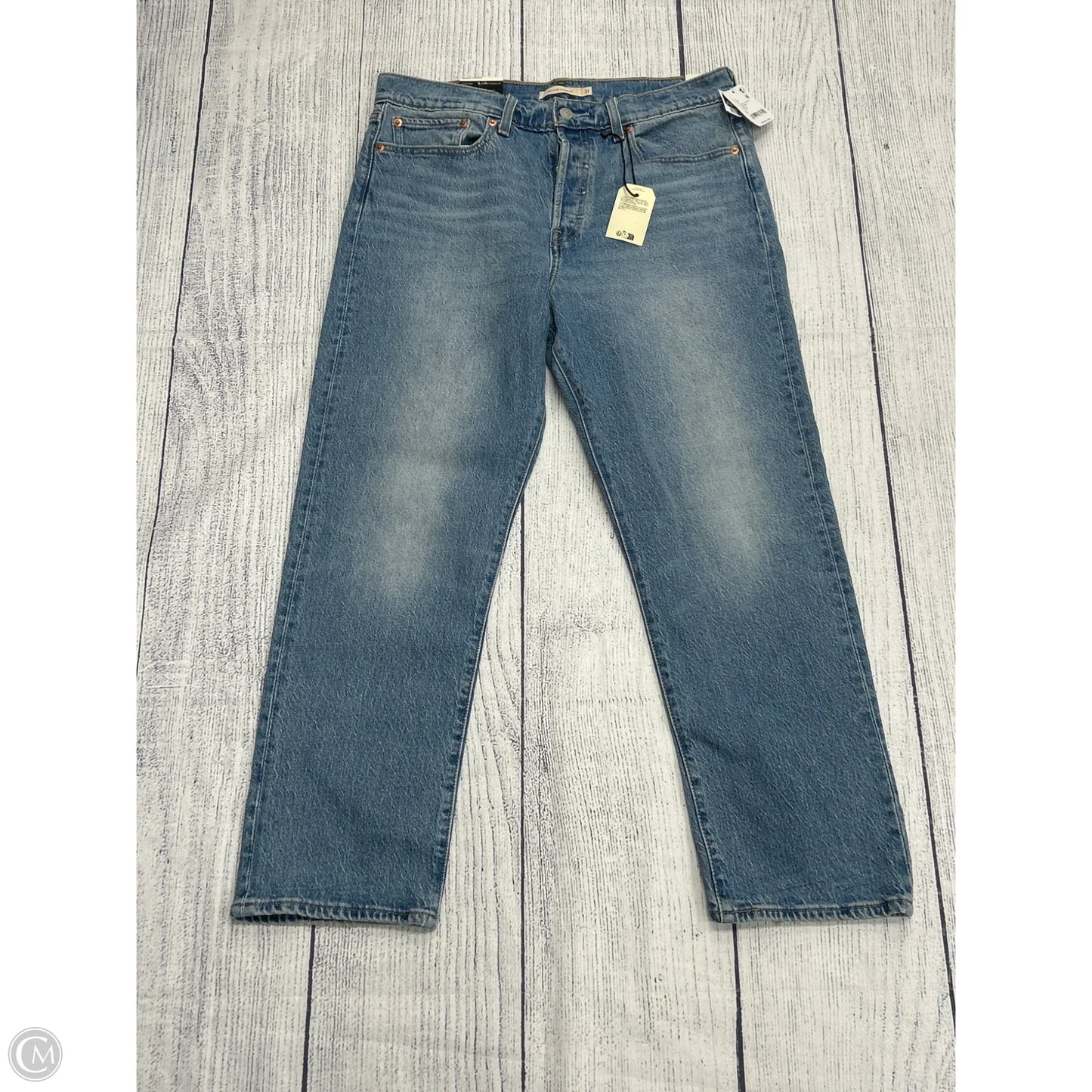 Jeans Straight By Levis In Blue Denim, Size: 12
