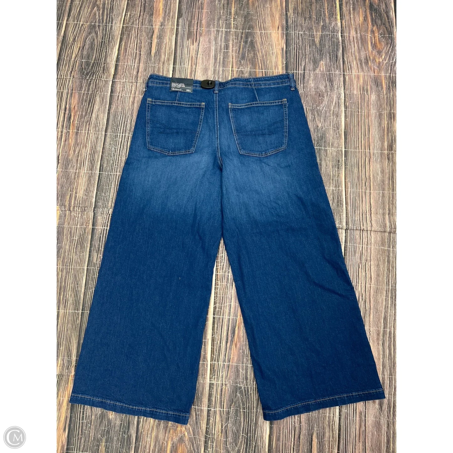 Jeans Wide Leg By American Eagle In Blue Denim, Size: 16