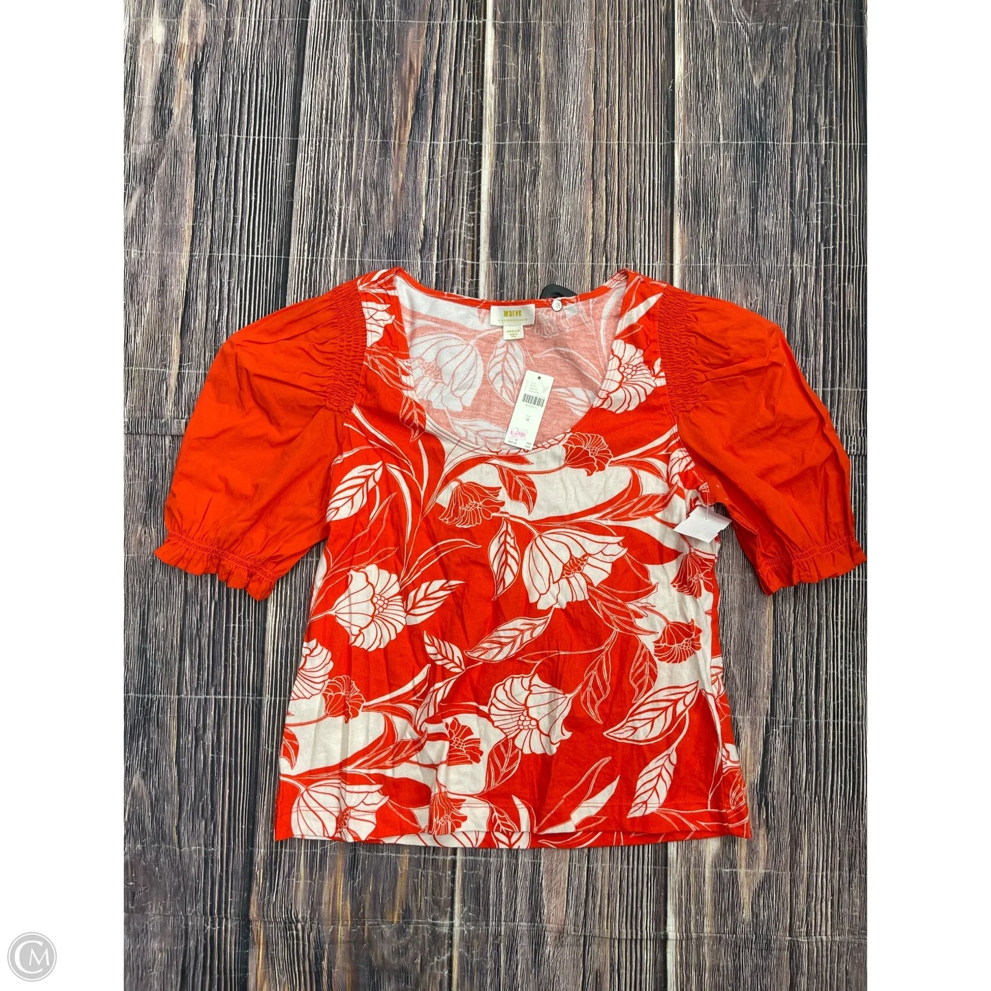 Top Short Sleeve By Maeve In Orange, Size: M