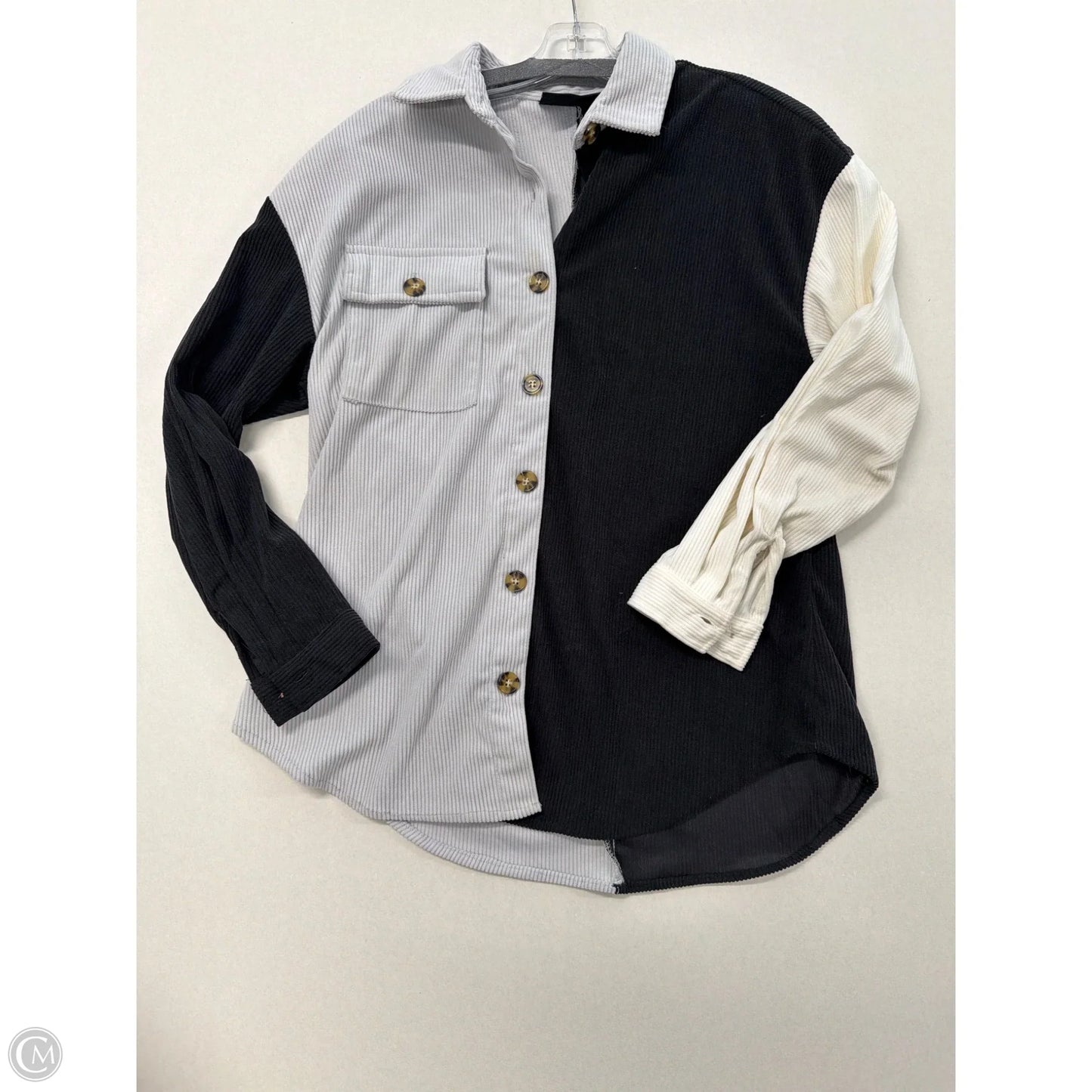Jacket Shirt By Jolie & Joy In Black & Grey, Size: S