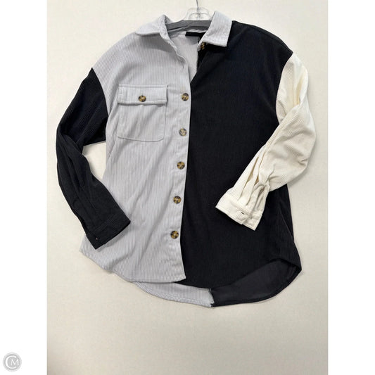 Jacket Shirt By Jolie & Joy In Black & Grey, Size: S