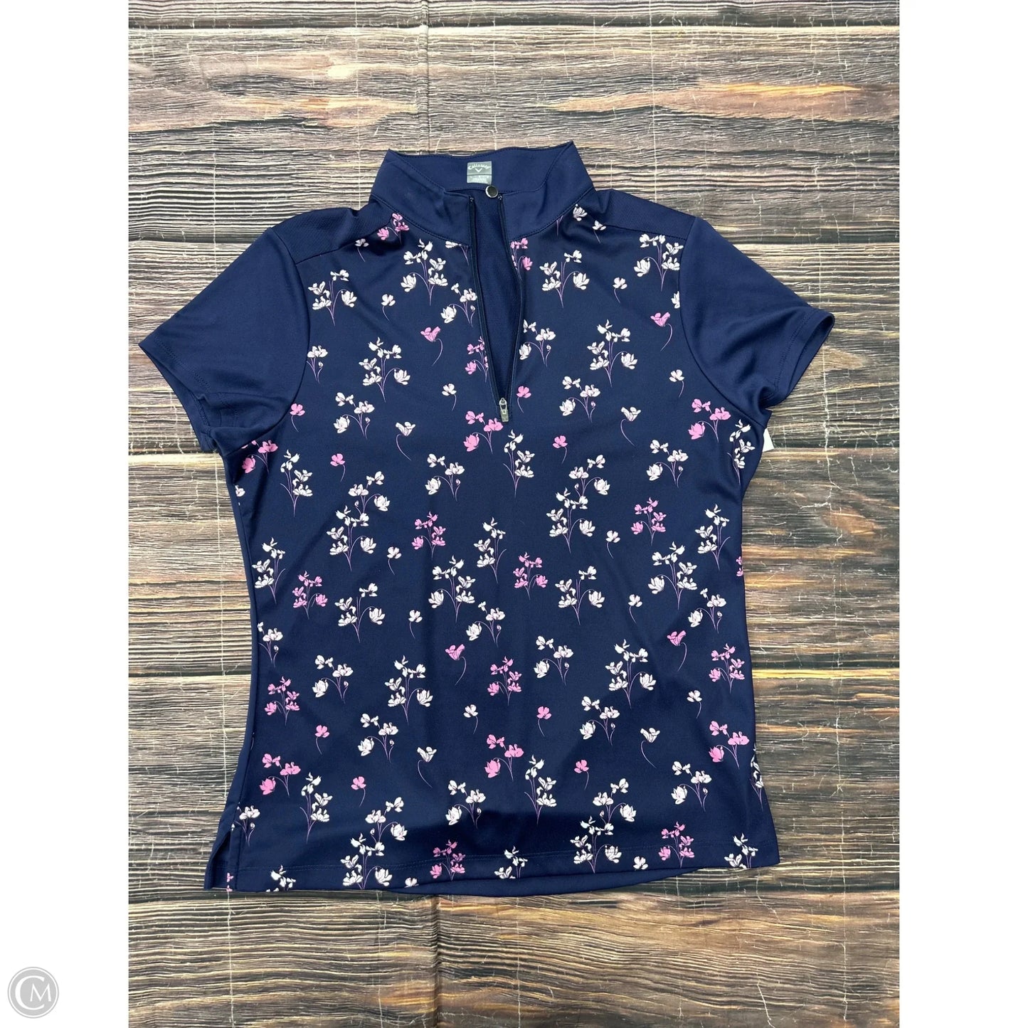 Athletic Top Short Sleeve By Callaway In Blue, Size: L