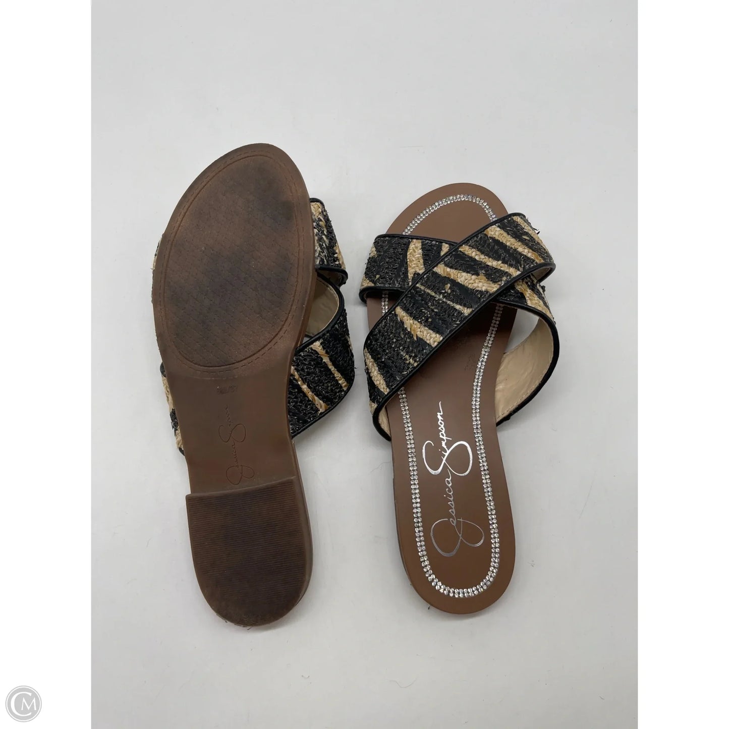 Sandals Flats By Jessica Simpson In Black & Brown, Size: 6.5