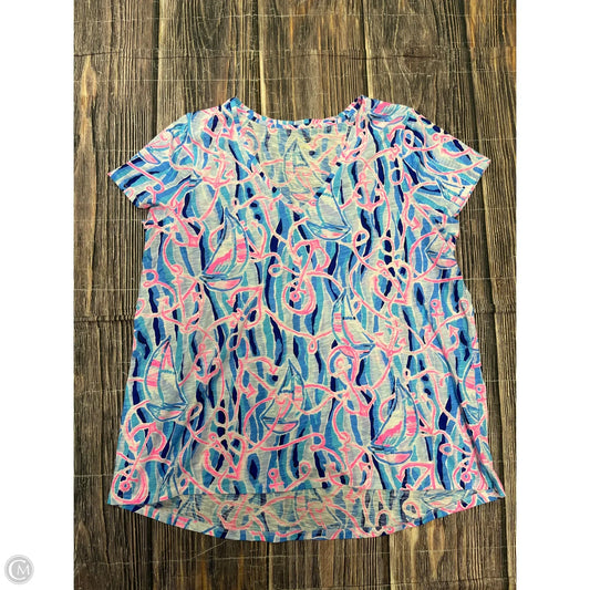Top Short Sleeve Designer By Lilly Pulitzer In Blue, Size: 1x