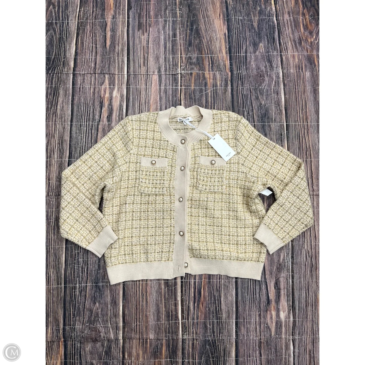 Blazer By Clothes Mentor In Cream & Tan, Size: 2x