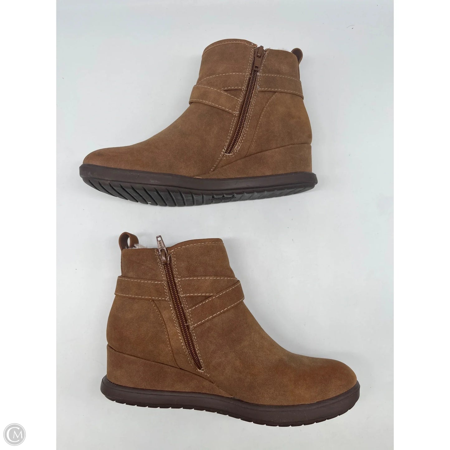 Boots Ankle Flats By Sofft In Brown, Size: 7.5