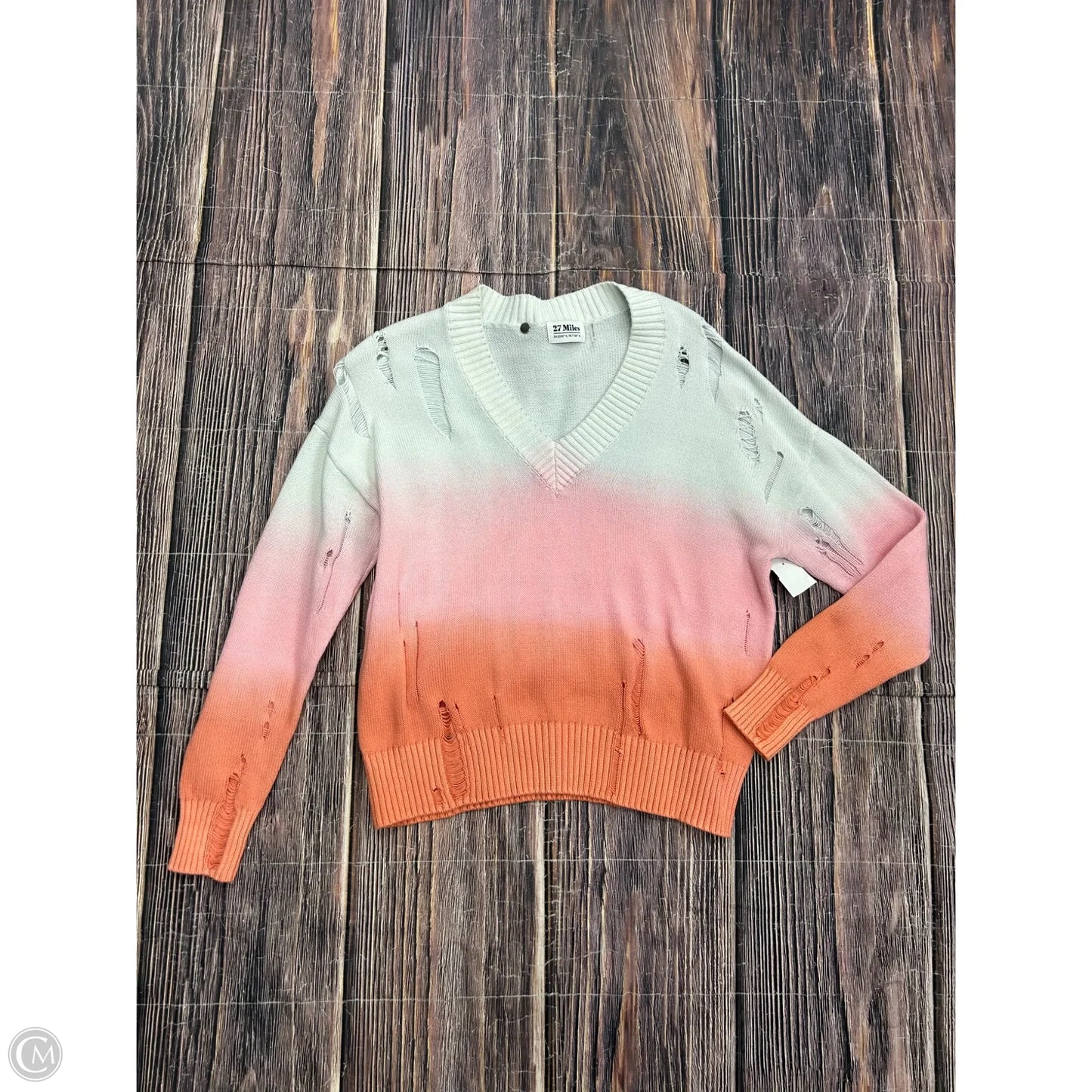 Sweater By Clothes Mentor In Pink & White, Size: S