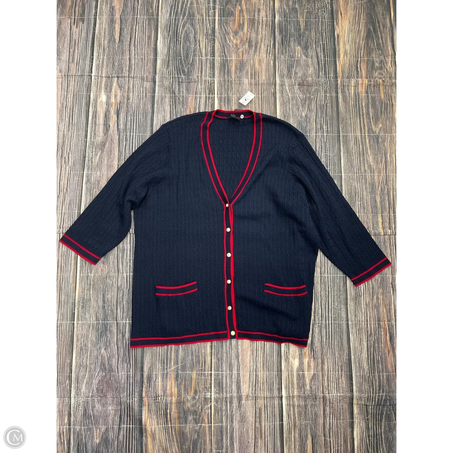 Sweater Cardigan By Talbots In Navy, Size: 3x