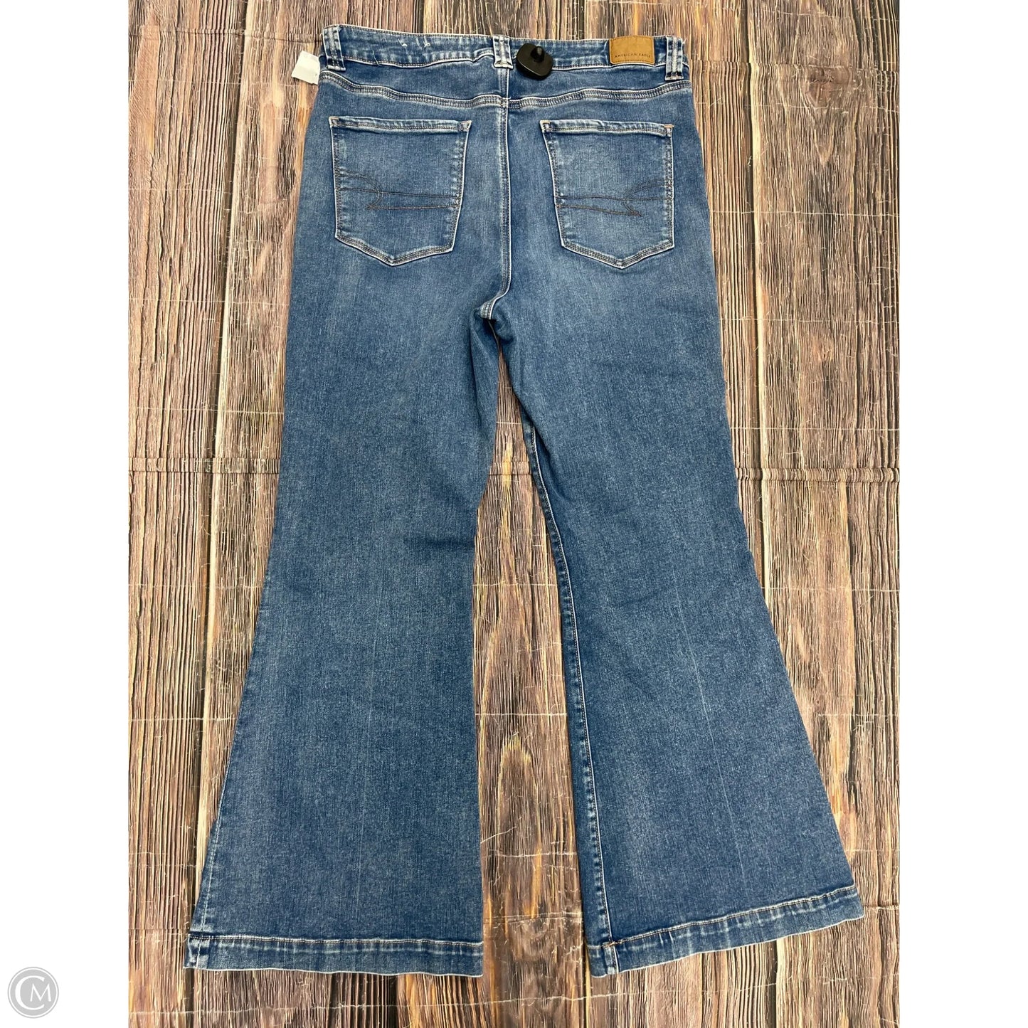 Jeans Flared By American Eagle In Blue Denim, Size: 16 Short