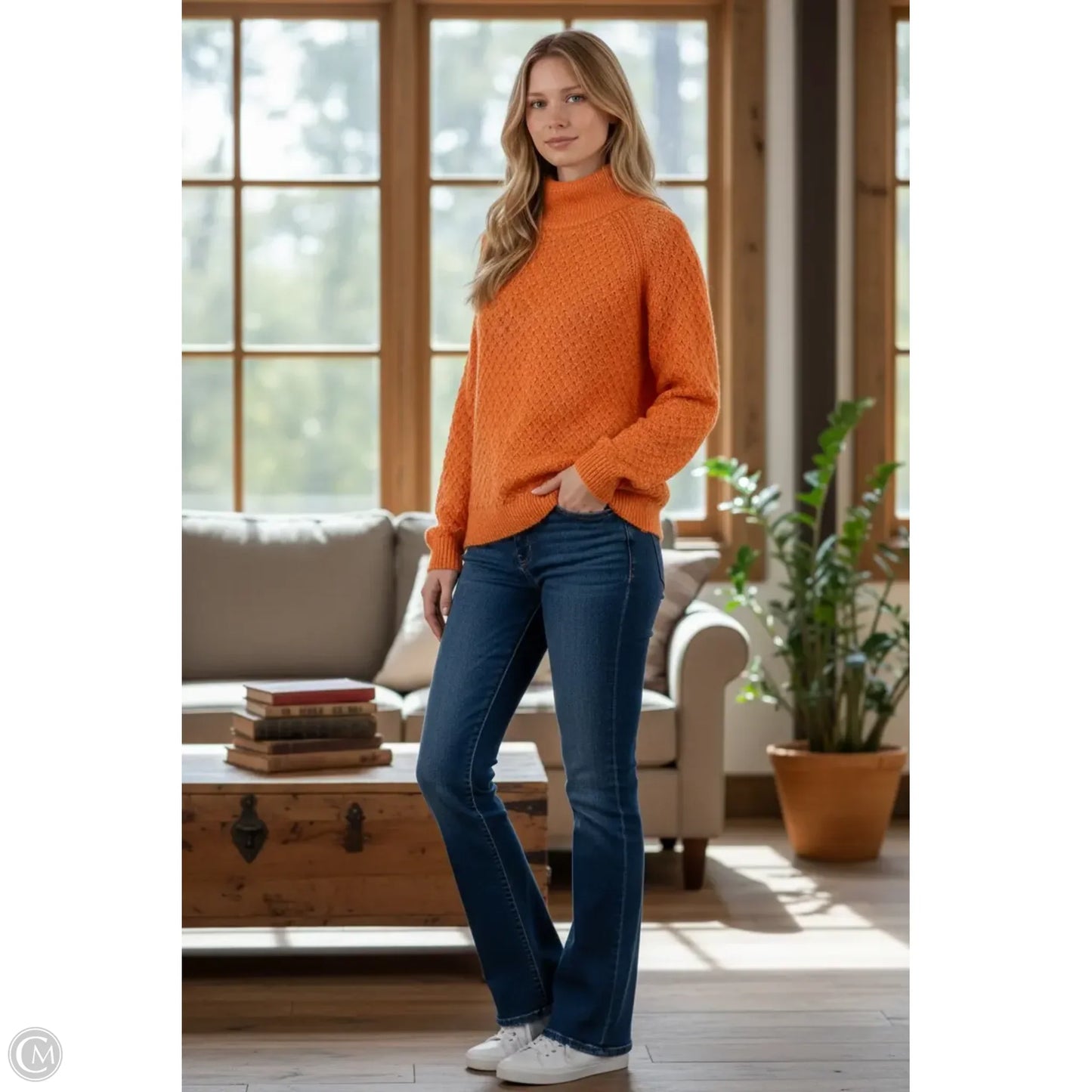 Sweater By Talbots In Orange, Size: S